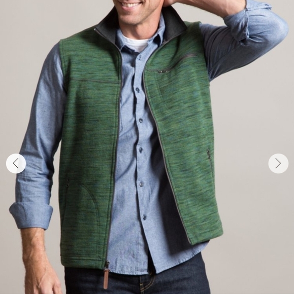 Overland Boreas Italian Wool-Blend Fleece Vest in Dark Green Medium - Picture 1 of 6